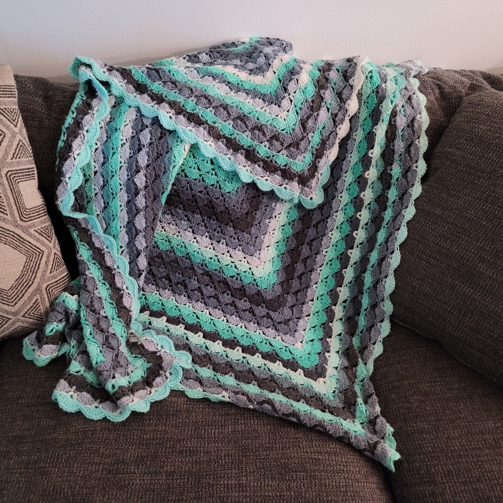 Hand crochet afghan blanket
